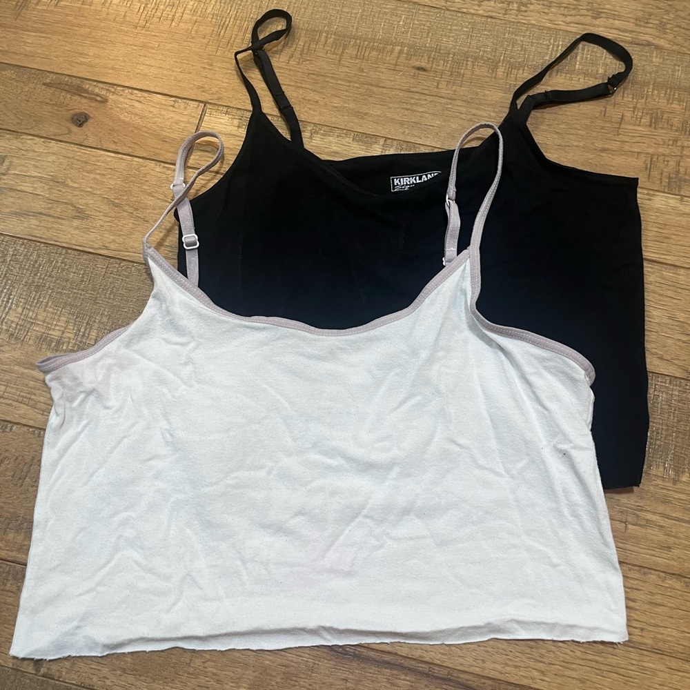 White and Black Cropped Tank Tops